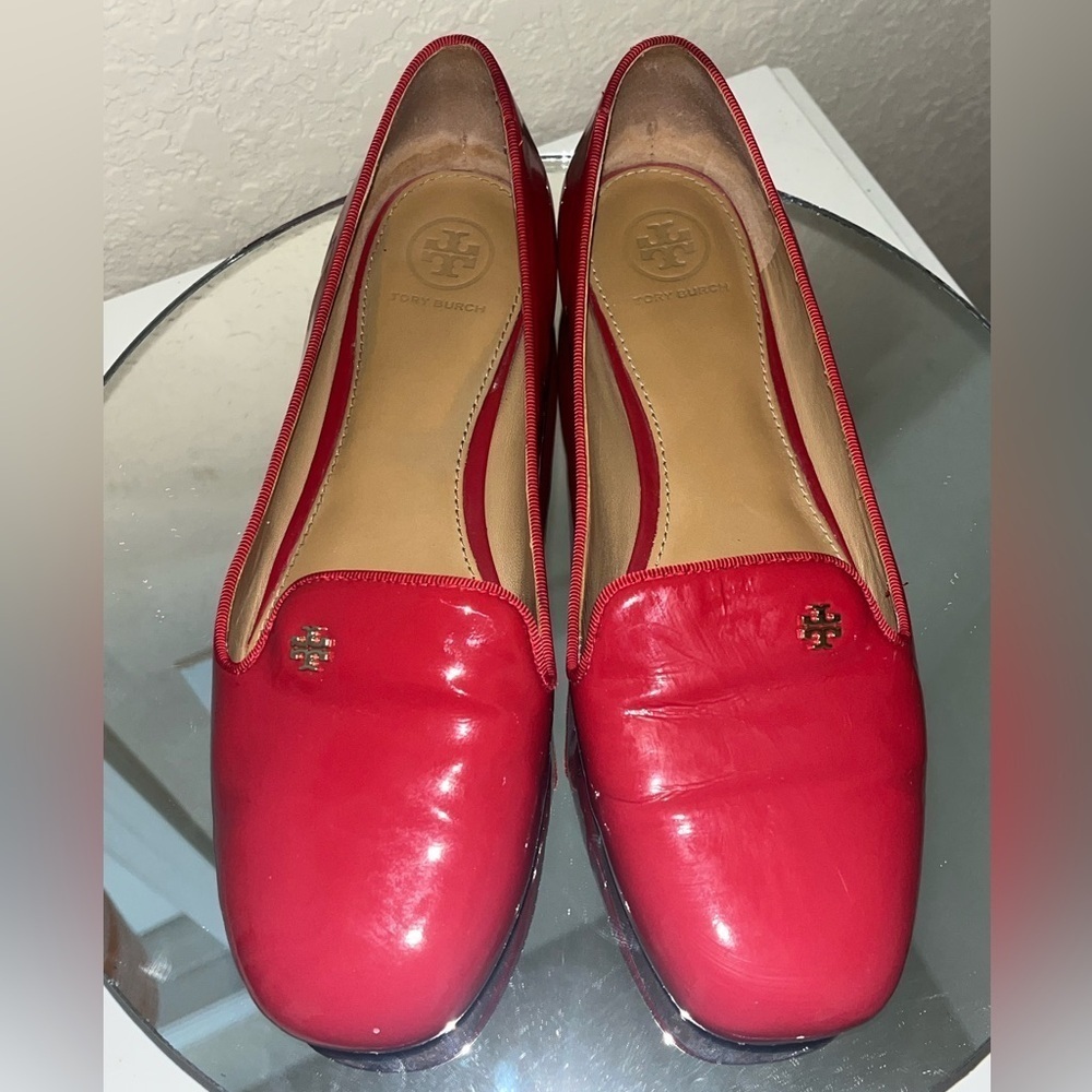 TORY BURCH Shoes Samantha Smoking Slipper Flat SZ8.5M-Liberty Red Patent Leather - Picture 10 of 12